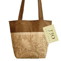 JoJo Camel & Chocolate Paisley Microsuede Handbag