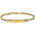 14k Gold Regal Heart Link with Rose ID Bracelet