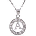 Sterling Silver Initial Circle CZ Necklace