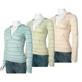 Pinkie P Women's Striped Button Hoodie