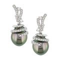 14k Gold Tahitian Pearl 3/4ct Diamond Earrings (12-13mm)