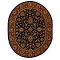 Heritage Kerman Black/ Peach Wool Rug (7'6 x 9'6 Oval)