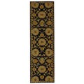 Medallions Navy Wool Rug (2'3 x 10')