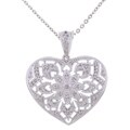 Sterling Silver 48 Diamond Vintage-style Heart Nec