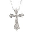 Sterling Silver 1/5ct TDW Diamond Vintage Cross Necklace