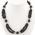 Tumbled Black Agate and Silver Necklace