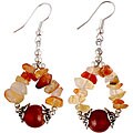 Silver-accented Red Fire Carnelian Earrings