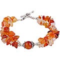 Silver-accented Red Fire Carnelian Bracelet