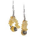 Silver Accented Sunflower Yellow Agate Earrings