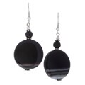 Black & White Sardonyx Silver Earrings