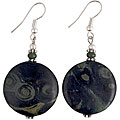 Handmade Green Black Jasper and Silver Earrings