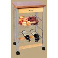 Bamboo and Metal Kitchen Trolley with Drawer