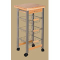 Wood and Metal 4-level Trolley with Drawer
