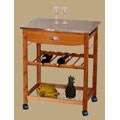 Bamboo and Stainlesss Steel Large Trolley with Drawer