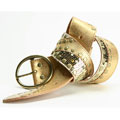 Linea Pelle Women's Gold Sequin Leather Belt