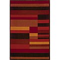 Contemporary Lines Red Wool Rug (4' x 5'3)