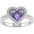 14k White Gold Amethyst 1/6ct TDW Diamond Ring