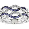 14k White Gold Sapphire and 1/8ct TDW Diamond Ring