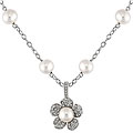 14k Gold FW Pearl 1/5ct TDW Diamond Necklace