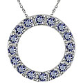 14k White Gold Tanzanite Circle Pendant Necklace