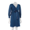 London Times Bishop Sleeve Tie Front Chiffon Dress