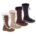 Bearpaw Women's Suede Mukluks w/ Rabbit Fur Upper