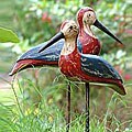 Two 'Shore Birds' Wood Sculptures (Indonesia)