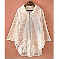 'Snow Flowers' Reversible Alpaca Wool Ruana Cloak (Peru)