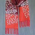 'Red Blossoms' Silk and Cotton Shawl (Thailand)
