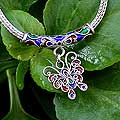 'Rainbow Butterfly' Cloisonne Necklace (Thailand)