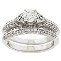 14k White Gold 1ct Diamond Pave Wedding Ring Set