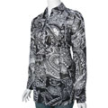 Adolfo Sheer Black and White Printed Blouse