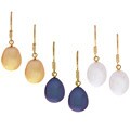 14k Yellow Gold Oval Freshwater Pearl Earrings Set