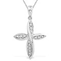 14k White Gold 1/10ct TDW Diamond Cross Necklace