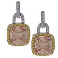 Sterling Silver Champagne Square CZ Earrings