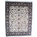Indo Mahal Hand-knotted Ivory/Black Rug (8' x 10')
