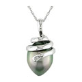 14k White Gold FW Tahitian Black Pearl Necklace
