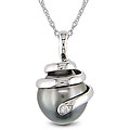 14k White Gold Tahitian Black Pearl Necklace