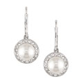 14k White Gold FW Pearl Leverback Earrings