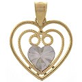 14k Two-tone Gold Diamond-cut Heart Pendant