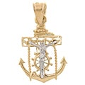 14k Two-tone Gold Mini Mariner's Cross Pendant.