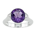 Sterling Silver Round Amethyst Ring