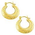 14k Yellow Gold Ribbed Hoop Earrings