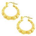 14k Yellow Gold Bamboo Hoop Earrings
