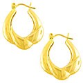 14k Yellow Gold Swirl Hoop Earrings