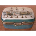 Limoges Hand-painted Old World Ships Keepsake Box