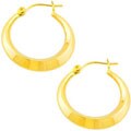 14k Yellow Gold Angular Round Hoop Earrings