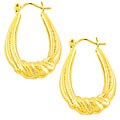 14k Yellow Gold Twisted Garland Hoop Earrings