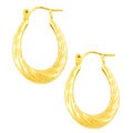 14k Yellow Gold Spiral Oblong Hoop Earrings