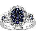 14k White Gold Sapphire 1/2ct TDW Diamond Ring